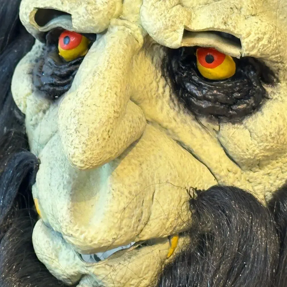 1999 Paper Magic Group Halloween Mask Warlock Troll Ogre Long Black Hair Beard